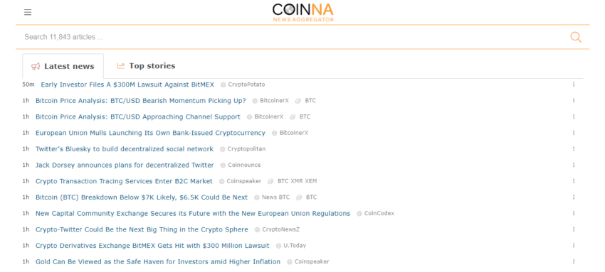 coinna bitcoin news aggregator