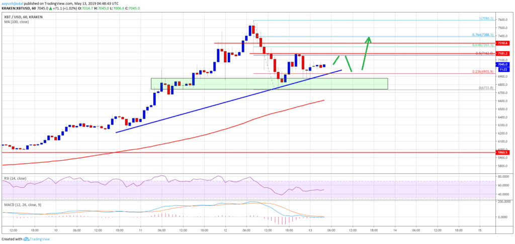 BTC to USD Price Chart 13th May